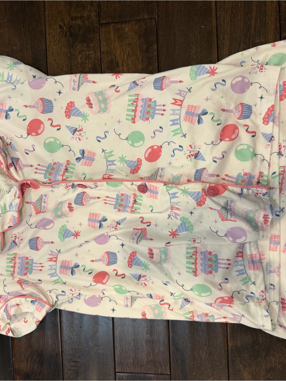 Jessica Simpson White Pajama Set with Pink Trim and Pastel Prints